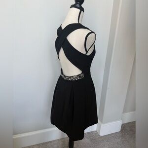 RACHEL Rachel Roy Black Backless Dress with Rhinestone Accent